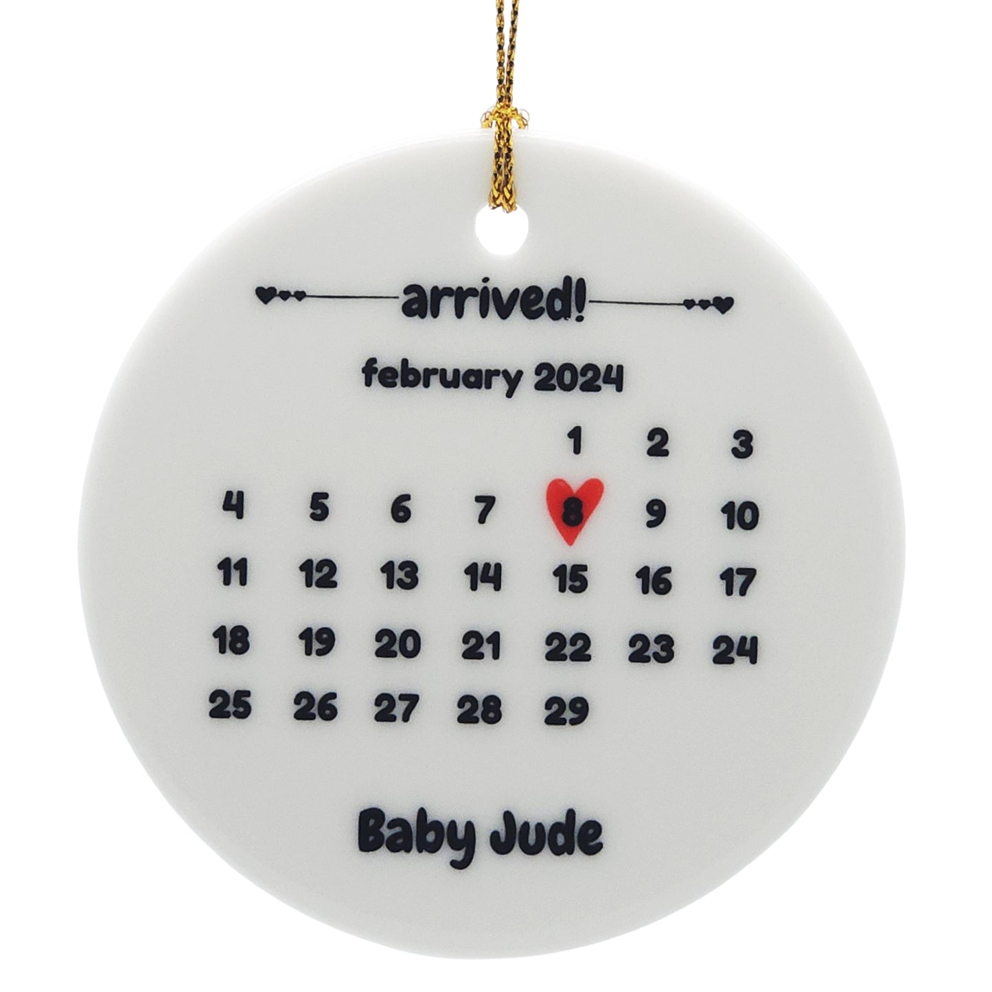 Newborn Baby Arrived Ornament - Calendar