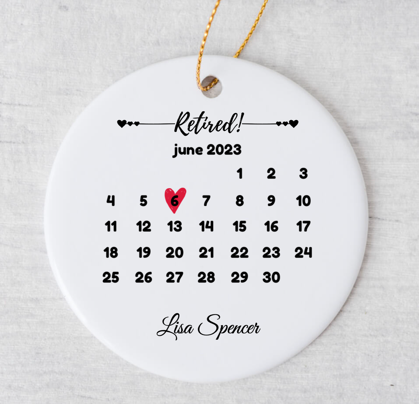 Retirement Ornament - Calendar