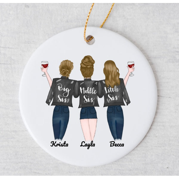 Three Sisters - Big Sis, Middle Sis, Lil Sis Jackets Ornament