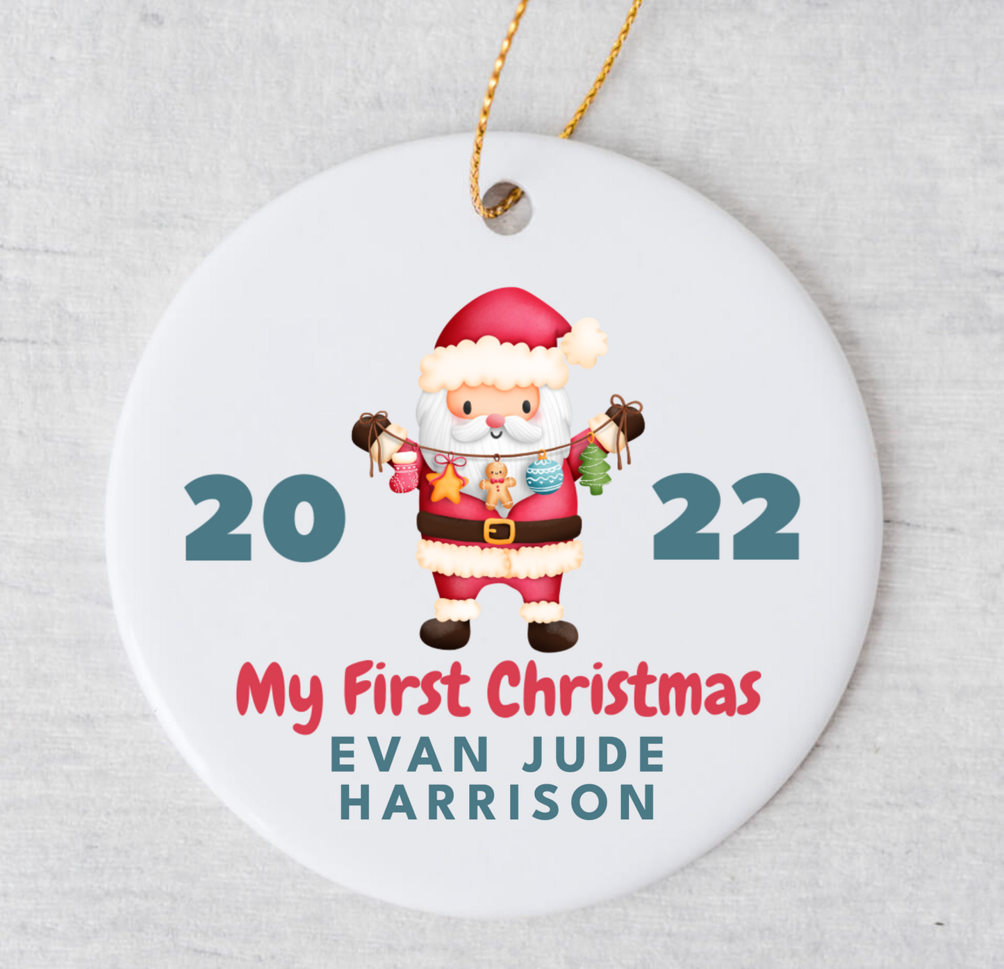My First Christmas Santa String Ornament