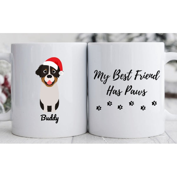 One Dog - Santa Hat - My Best Friend Has Paws Mug