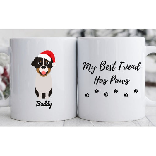 One Dog - Santa Hat - My Best Friend Has Paws Mug