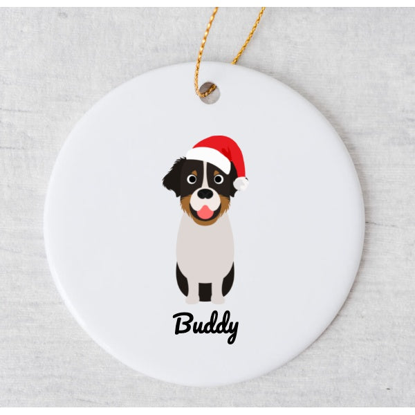 One Dog - Santa Hat Ornament