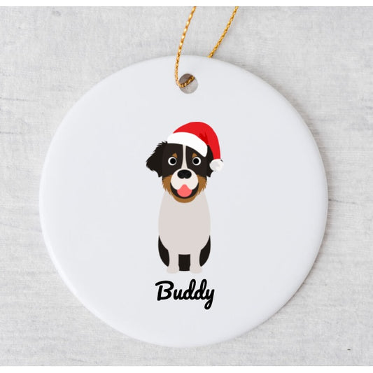 One Dog - Santa Hat Ornament